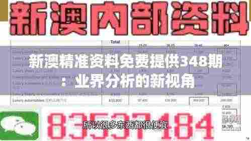新澳精准资料免费提供348期:业界分析的新视角