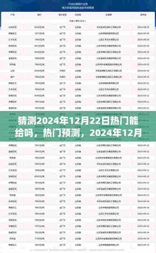 2024年12月22日热门产品预测与深度解析,全面评测带你洞悉潮流趋势