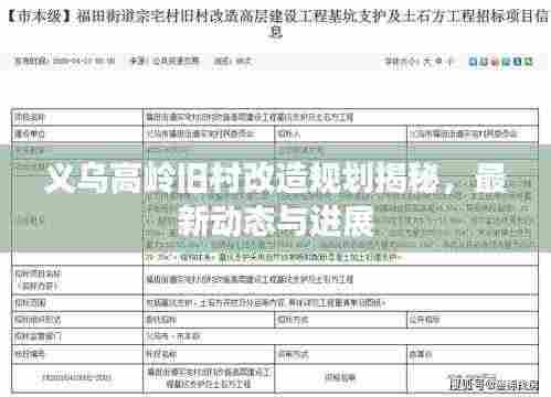 义乌高岭旧村改造规划揭秘，最新动态与进展