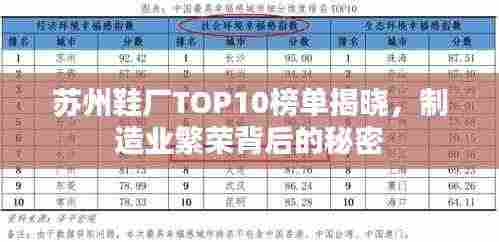 苏州鞋厂TOP10榜单揭晓,制造业繁荣背后的秘密