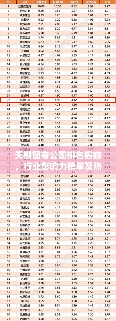 天棚窗帘公司排名揭晓,行业影响力榜单及热门公司一网打尽